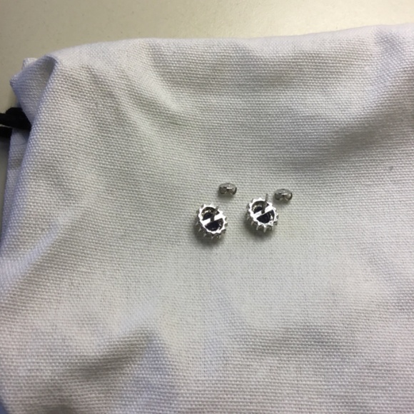 Beautiful 10k White Gold Sapphire Diamond Earrings - Picture 2 of 6